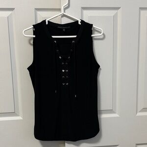 White House Black Market Black Lace-Up Sleeveless Tank